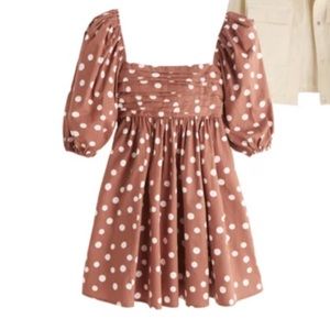 NWT Abercrombie Ruched Bodice Puff Sleeve Mini Dress